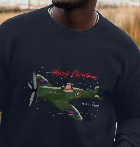 SANTA IN A SPITFIRE CHRISTMAS SWEATSHIRT NAVY