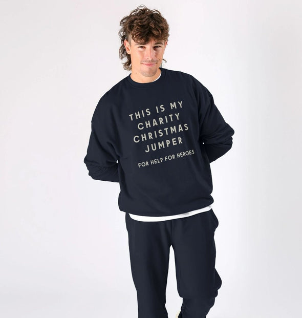 SLOGAN CHARITY CHRISTMAS SWEATSHIRT NAVY