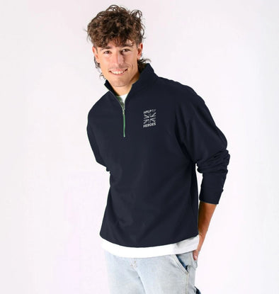 Union Jack Branded 1/4 Zip Sweatshirt Navy