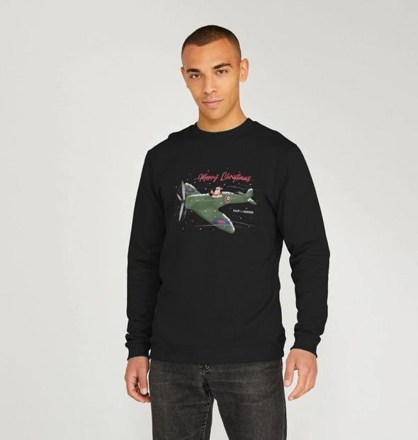 SANTA IN A SPITFIRE CHRISTMAS SWEATSHIRT BLACK