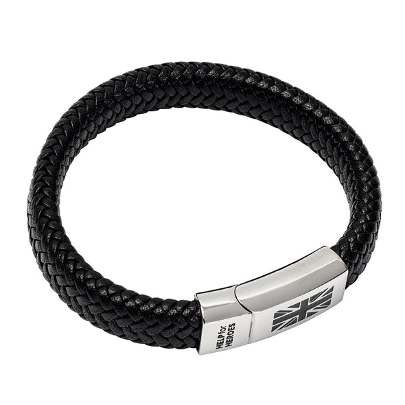Help for Heroes Black Leather Chunky Bracelet