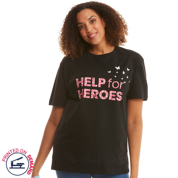 Help for Heroes Women's Navy Meadow Butterfly T Shirt
