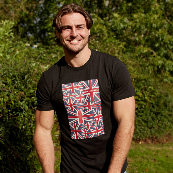 Help for Heroes Black Multi Flags T-Shirt