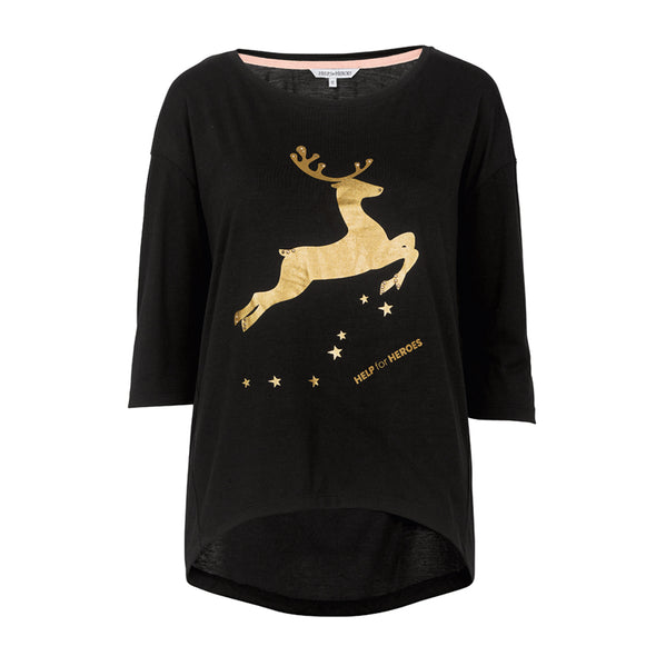 Help for Heroes Black Reindeer T-Shirt