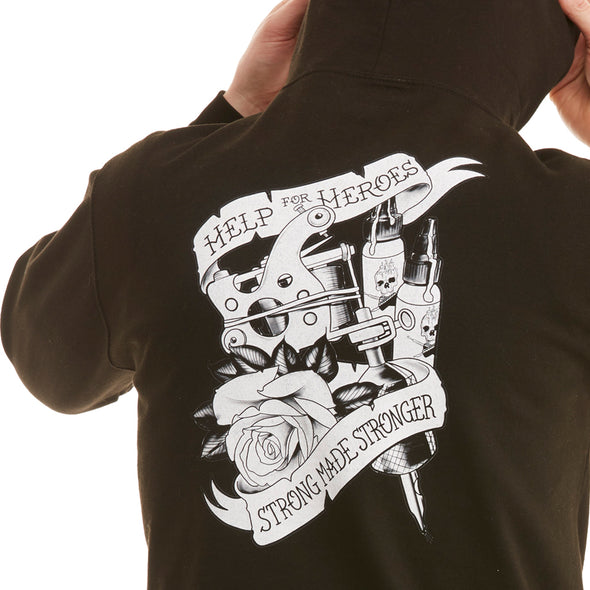 Help for Heroes Rose and Scroll Pullover Hoody in Black