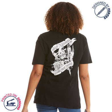 Help for Heroes Women's Rose and Scroll T-Shirt in Black