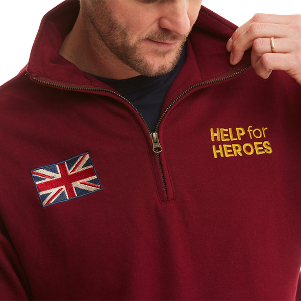 Help for Heroes Burgundy Quarter Zip Honour Sweatshirt