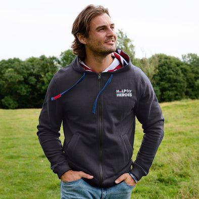 Help for Heroes Charcoal Union Jack Hood Zipped Hoody