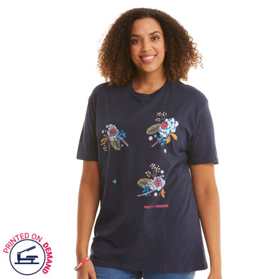 Help for Heroes Navy Floral Flowers of Friendship T-Shirt