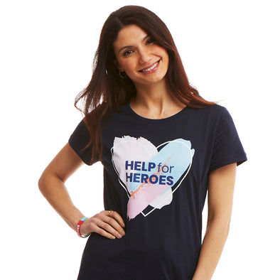 Help for Heroes Navy Painted Hearts T-Shirt