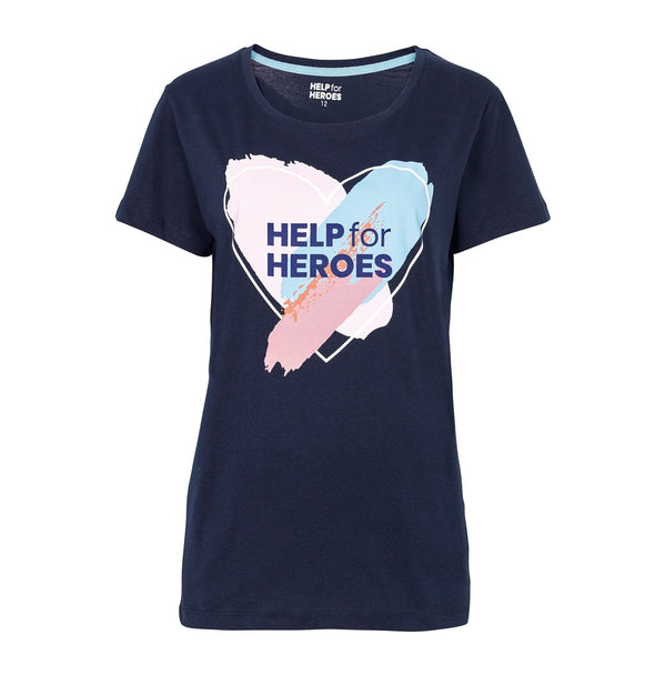 Help for Heroes Navy Painted Hearts T-Shirt