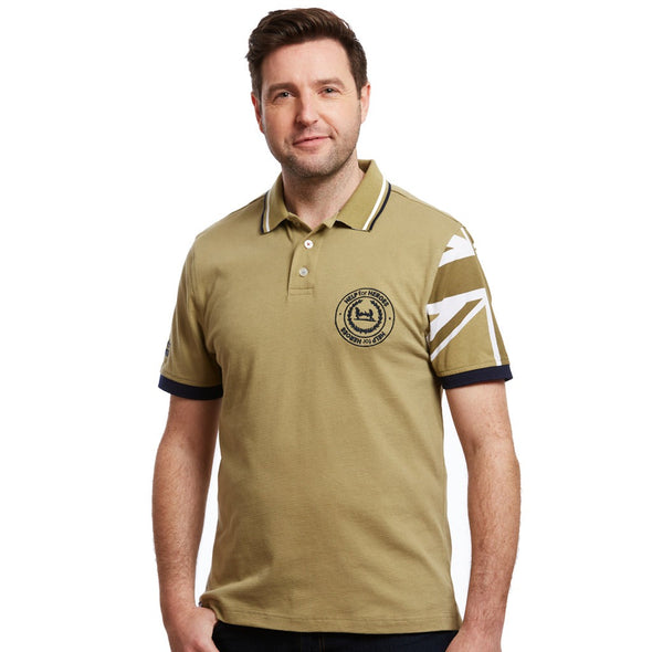 Help for Heroes Olive Green Union Jack Sleeve Neptune Polo