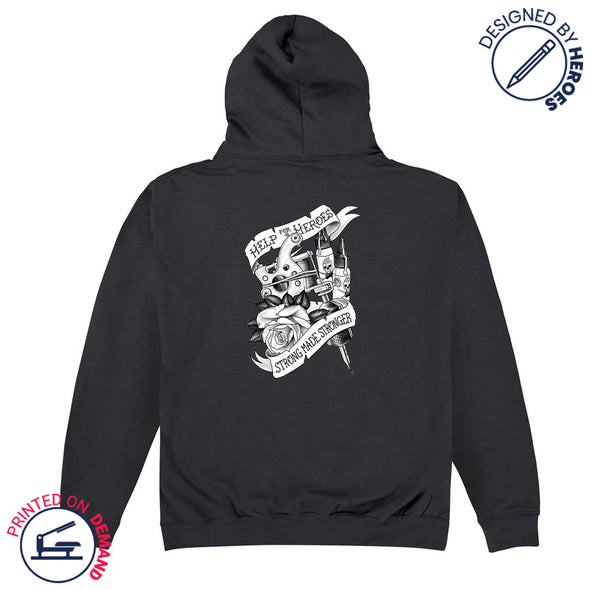 Help for Heroes Rose and Scroll Pullover Hoody in Black
