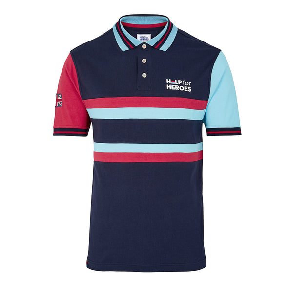 Help for Heroes Navy Tri Stripe Patriotic Polo