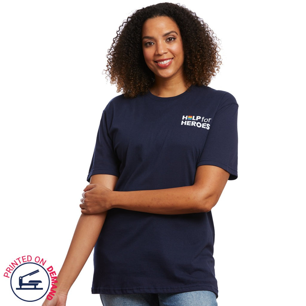 nuance langsom Tilgivende Women's Pride Small Logo T-Shirt in Navy | Help for Heroes